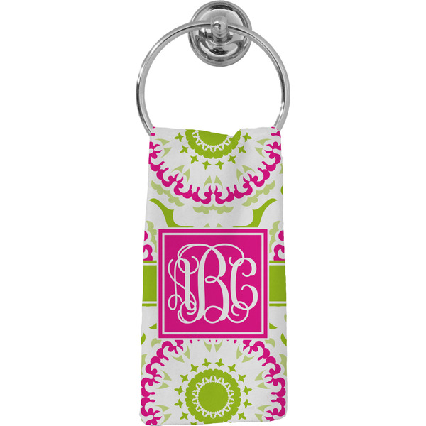 Custom Pink & Green Suzani Hand Towel - Full Print (Personalized)