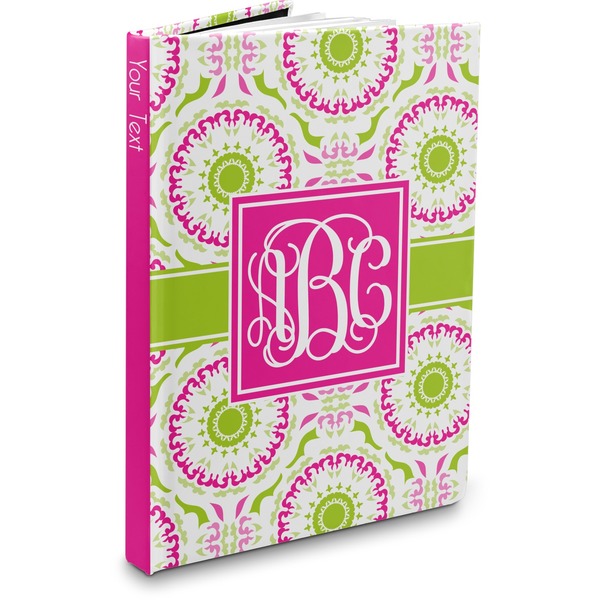 Custom Pink & Green Suzani Hardbound Journal - 7.25" x 10" (Personalized)