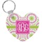 Pink & Green Suzani Heart Keychain (Personalized)