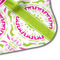 Pink & Green Suzani Hooded Baby Towel- Detail Corner