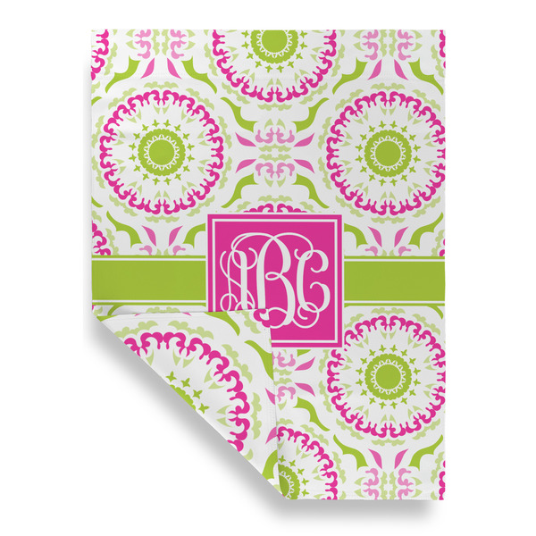 Pink & Green Suzani House Flags - Double Sided - FRONT FOLDED