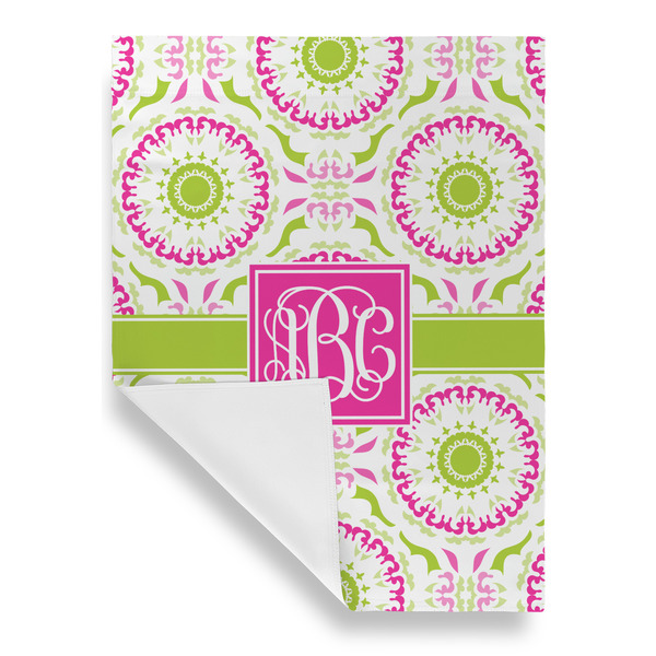 Pink & Green Suzani House Flags - Single Sided - FRONT FOLDED