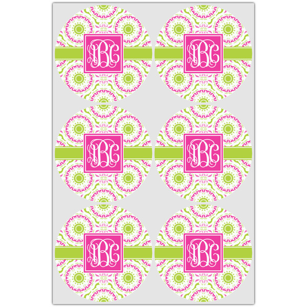 Pink & Green Suzani Icing Circle - Large - Set of 6