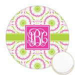 Pink & Green Suzani Printed Cookie Topper - Round (Personalized)