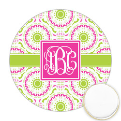 Pink & Green Suzani Printed Cookie Topper - Round (Personalized)