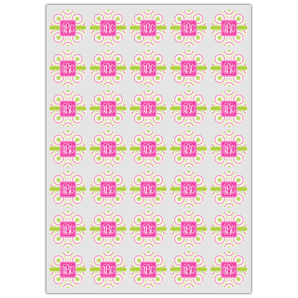 Pink & Green Suzani Icing Circle - XSmall - Set of 35