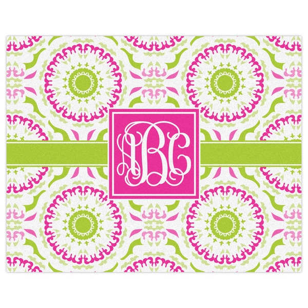 Pink & Green Suzani Indoor / Outdoor Rug - 8'x10' - Front Flat