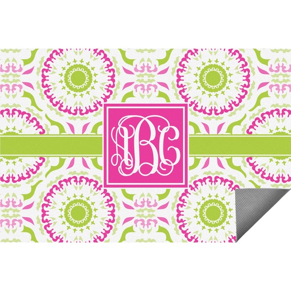 Custom Pink & Green Suzani Indoor / Outdoor Rug - 8'x10' (Personalized)