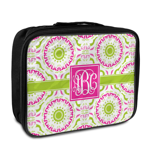 Custom Pink & Green Suzani Insulated Lunch Bag (Personalized)