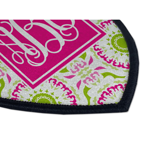 Pink & Green Suzani Iron on Shield 3 Detail
