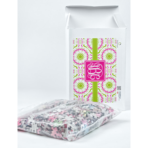 Pink & Green Suzani Jigsaw Puzzle 1014 Piece - Box