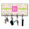 Pink & Green Suzani Key Hanger w/ 4 Hooks & Keys