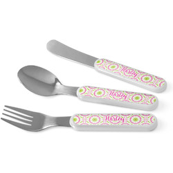 Pink & Green Suzani Kid's Flatware (Personalized)