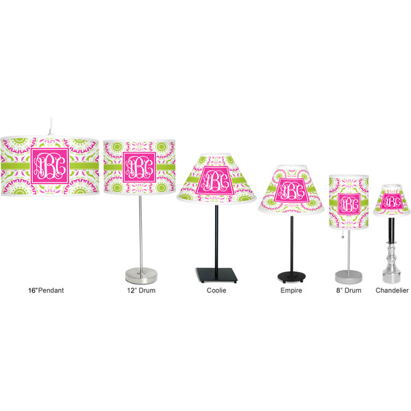 Pink & Green Suzani Lamp Full View Size Comparison