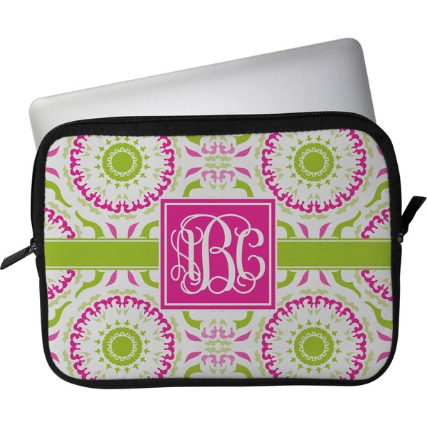 Custom Pink & Green Suzani Laptop Sleeve / Case - 11" (Personalized)