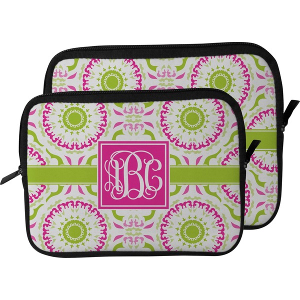 Pink & Green Suzani Laptop Sleeve (Size Comparison)