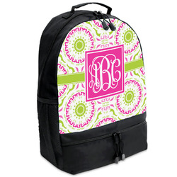 Pink & Green Suzani Backpacks - Black (Personalized)