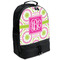Pink & Green Suzani Large Backpack - Black - Angled View
