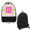 Pink & Green Suzani Large Backpack - Black - Front & Back View