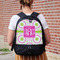 Pink & Green Suzani Large Backpack - Black - On Back