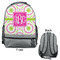 Pink & Green Suzani Large Backpack - Gray - Front & Back View