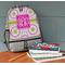Pink & Green Suzani Large Backpack - Gray - On Desk