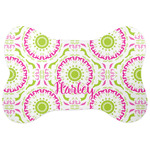 Pink & Green Suzani Bone Shaped Dog Food Mat (Personalized)