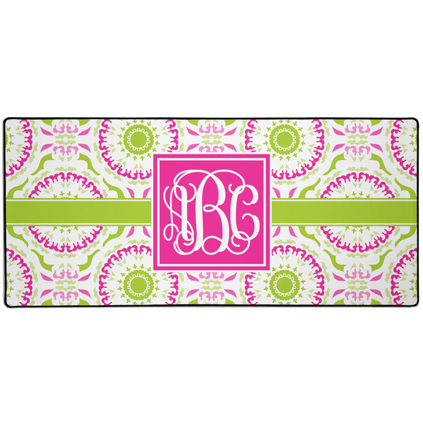 Custom Pink & Green Suzani 3XL Gaming Mouse Pad - 35" x 16" (Personalized)