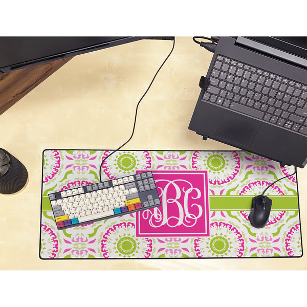 Pink & Green Suzani Large Gaming Mats - LIFESTYLE
