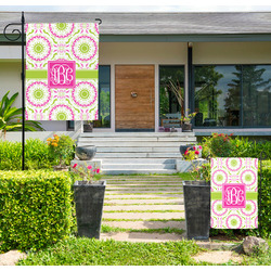 Pink & Green Suzani Large Garden Flag - Double Sided (Personalized)