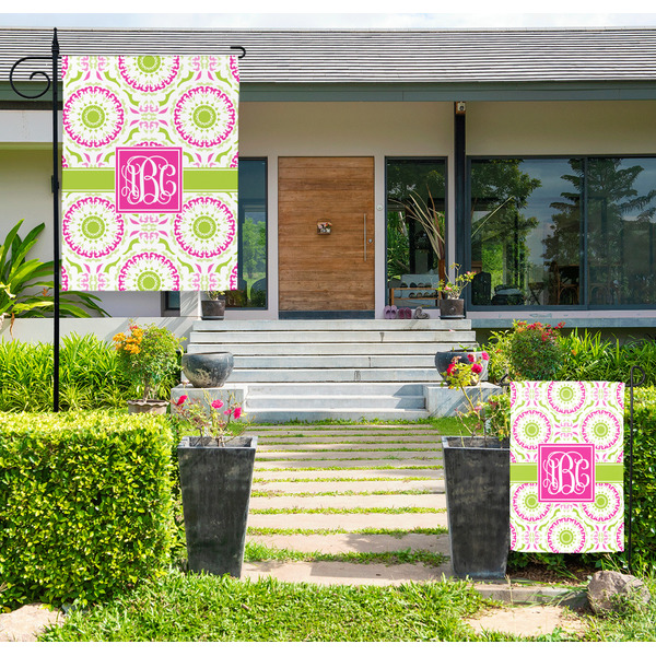 Pink & Green Suzani Large Garden Flag - LIFESTYLE