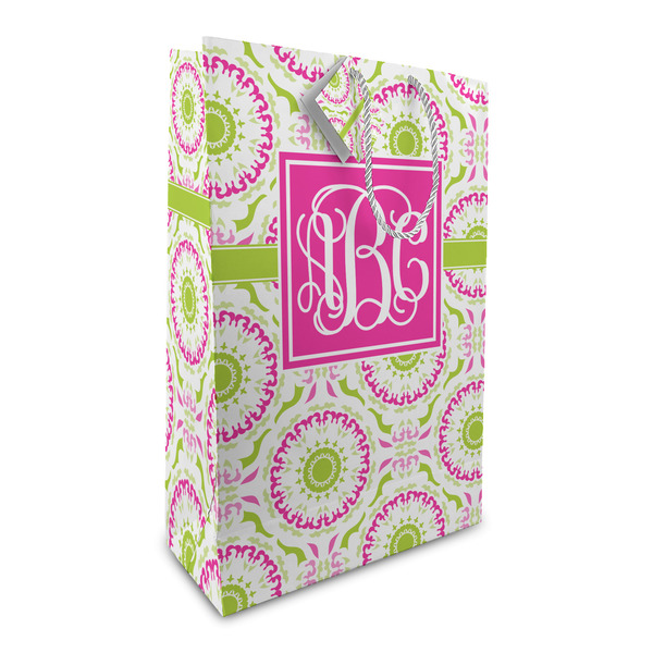Custom Pink & Green Suzani Large Gift Bag (Personalized)
