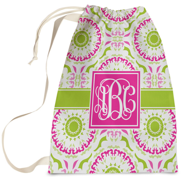 Custom Pink & Green Suzani Laundry Bag (Personalized)
