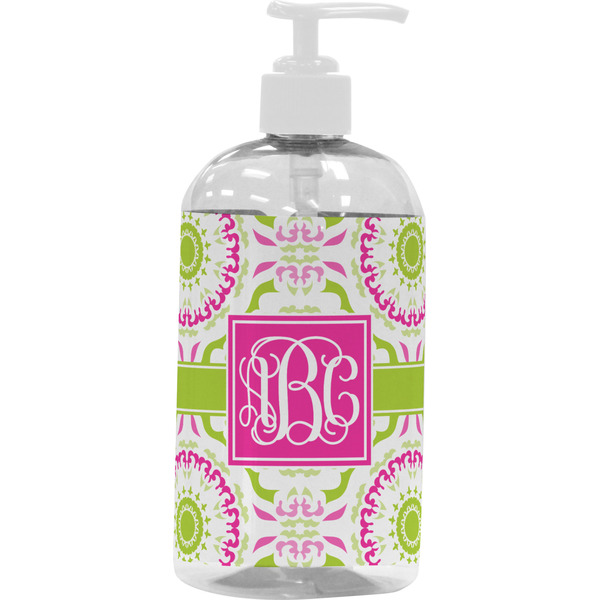 Pink & Green Suzani Large Liquid Dispenser (16 oz) - White
