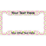 Pink & Green Suzani License Plate Frame - Style A (Personalized)
