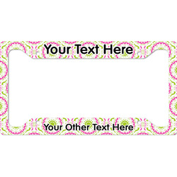Pink & Green Suzani License Plate Frame - Style A (Personalized)