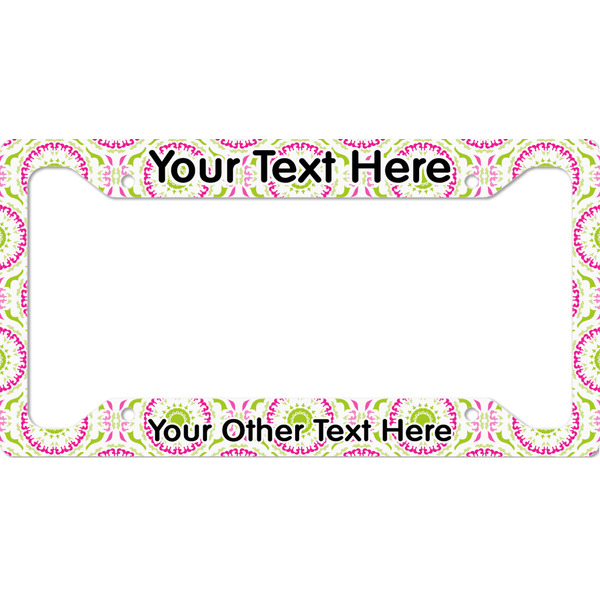 Custom Pink & Green Suzani License Plate Frame - Style A (Personalized)