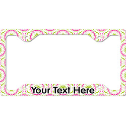 Pink & Green Suzani License Plate Frame - Style C (Personalized)