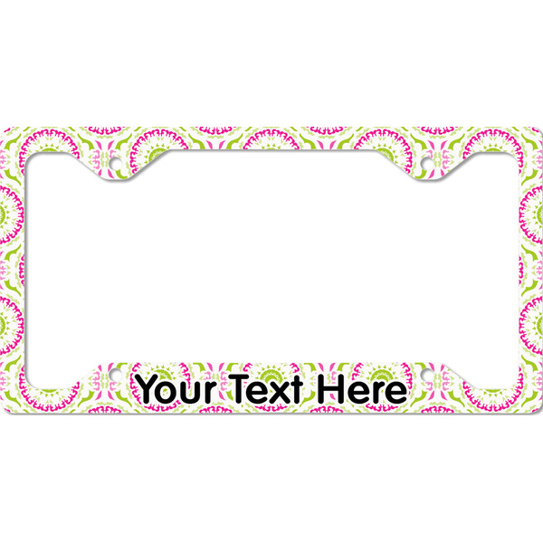 Custom Pink & Green Suzani License Plate Frame - Style C (Personalized)