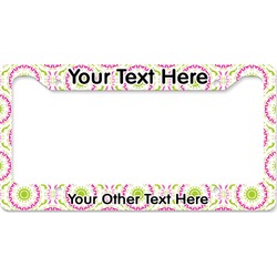 Pink & Green Suzani License Plate Frame - Style B (Personalized)