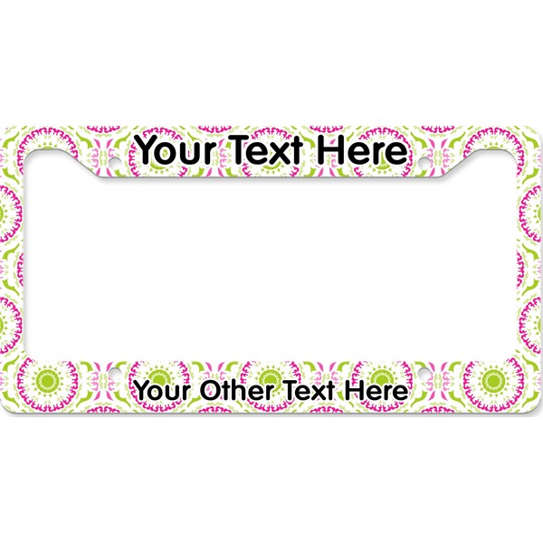 Pink & Green Suzani License Plate Frame Wide
