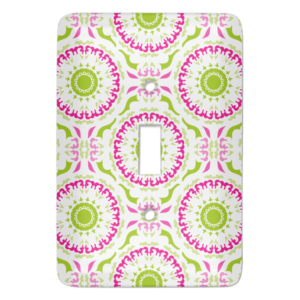 Custom Pink & Green Suzani Light Switch Cover (Single Toggle)