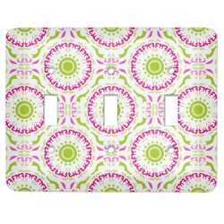 Pink & Green Suzani Light Switch Cover (3 Toggle Plate)