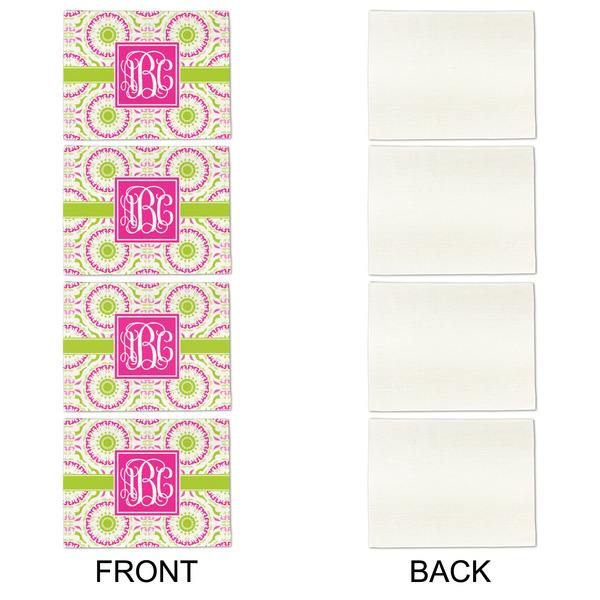 Pink & Green Suzani Linen Placemat - APPROVAL Set of 4 (single sided)