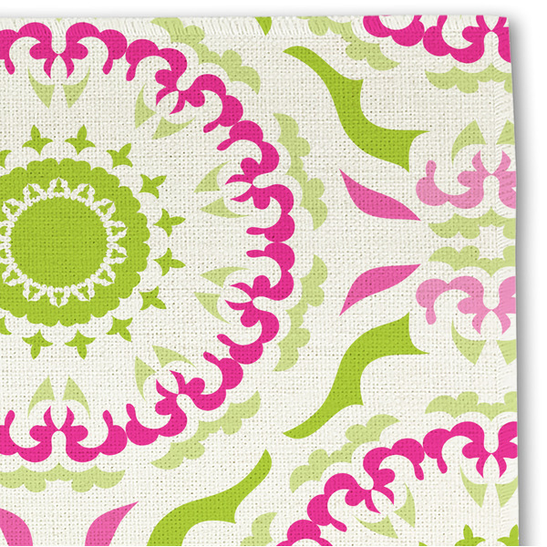 Pink & Green Suzani Linen Placemat - DETAIL