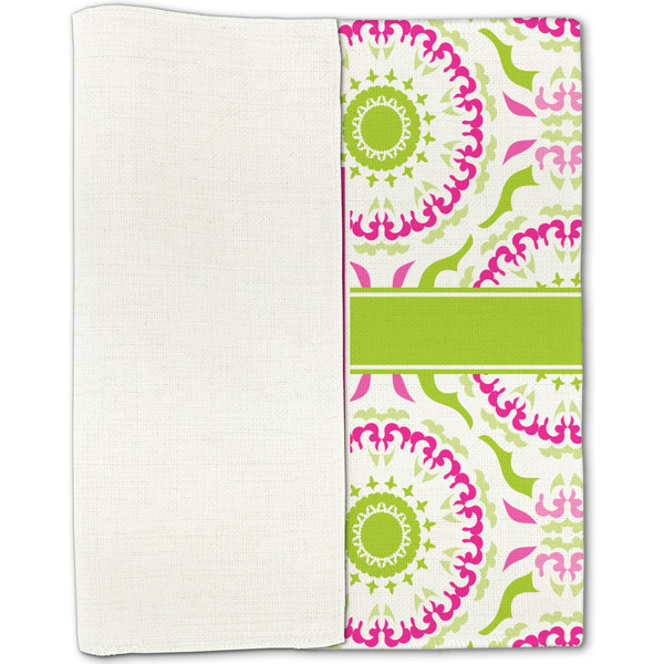 Pink & Green Suzani Linen Placemat - Folded Half
