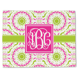 Pink & Green Suzani Single-Sided Linen Placemat - Single w/ Monogram