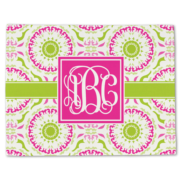 Pink & Green Suzani Linen Placemat - Front