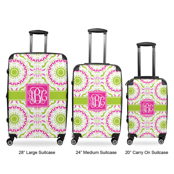 Pink & Green Suzani Luggage Bags all sizes - With Handle