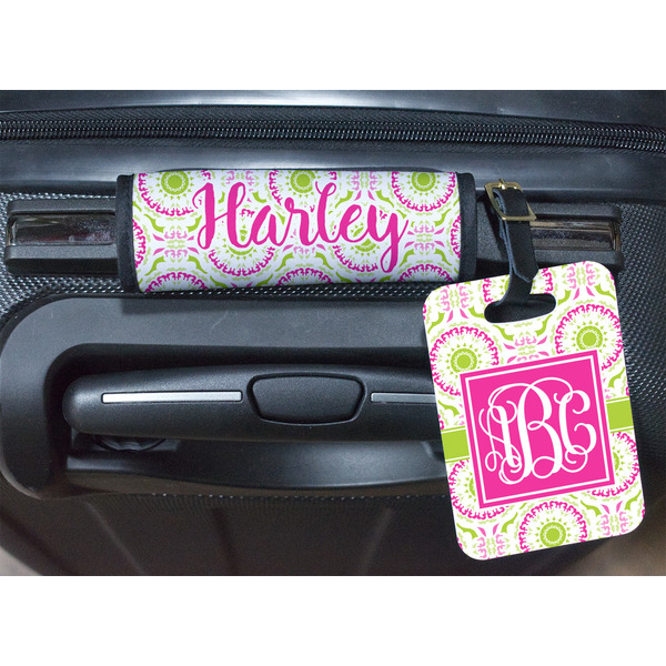 Pink & Green Suzani Luggage Wrap & Tag